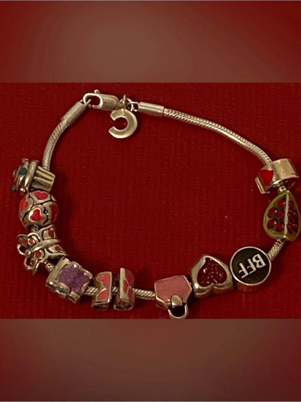 CHAMILIA BRACELET STERLING SILVER 925 CHILDS MINI CHARMS 6” SIGNED BEADS 20.7 g